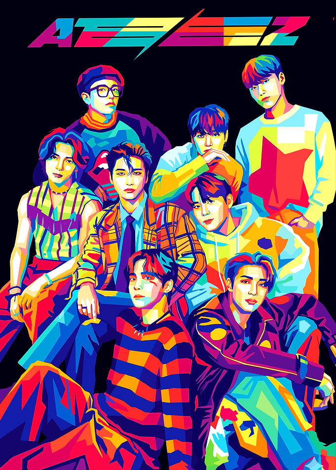 ATEEZ Group Portrait Pop Art