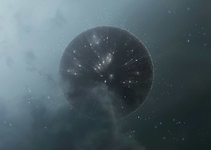 Abstract Sphere in a Cloudy Sky