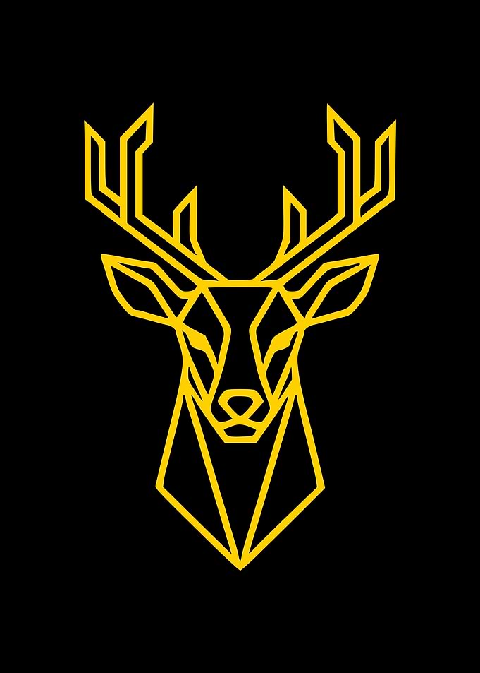 Geometric Deer Head - Yellow Outline