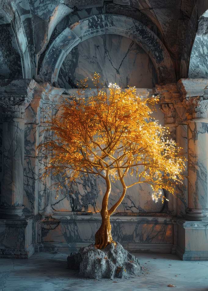 Golden Tree in Marble Ruins