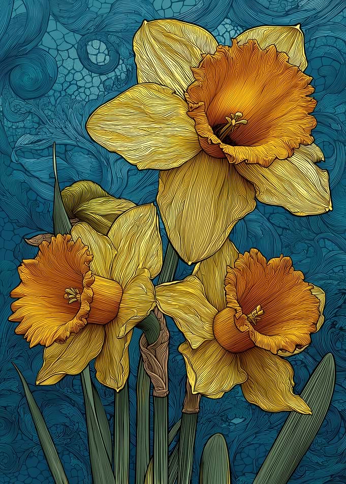Daffodils Van Gogh Style