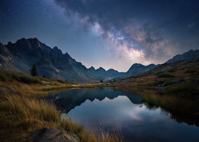 Milky Way over Mountain Lake