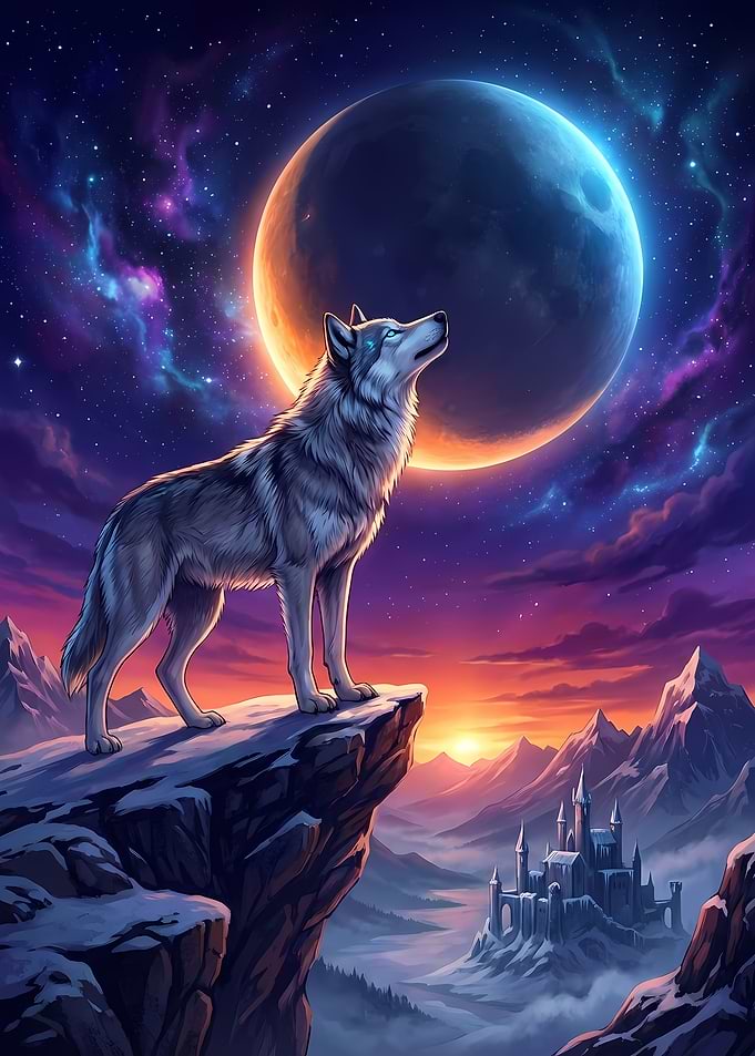Wolf Howling at the Moon