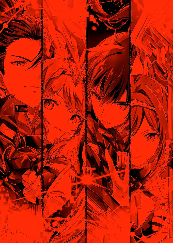 Red Anime Character Collage