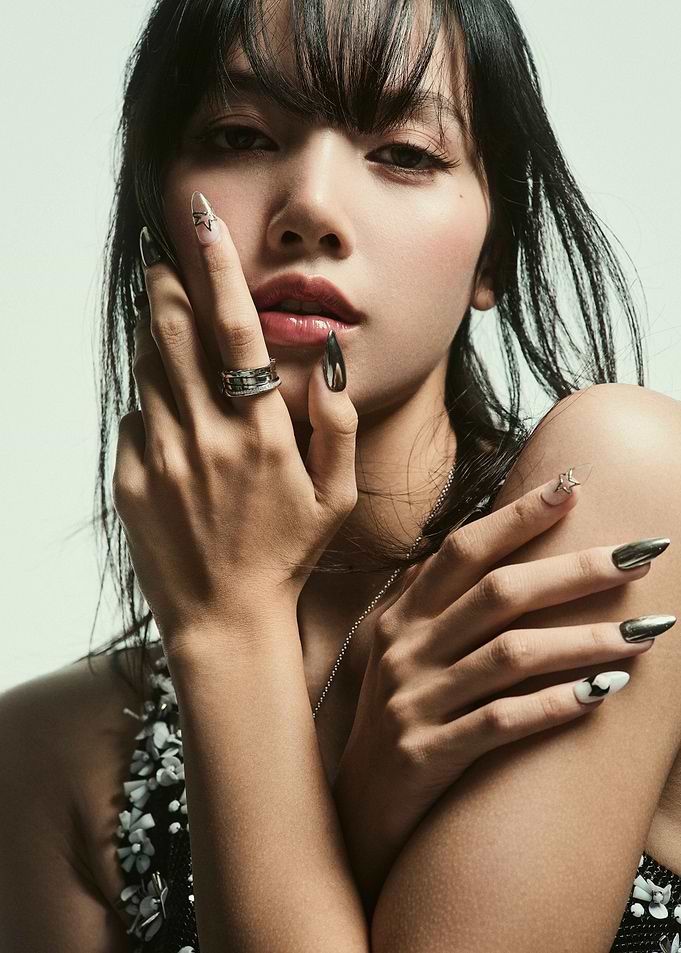 Lisa Blackpink Portrait with Silver Nails