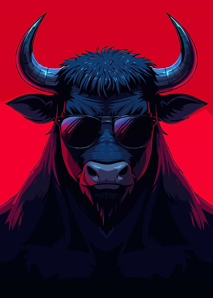 Cool Bull with Sunglasses Illustration