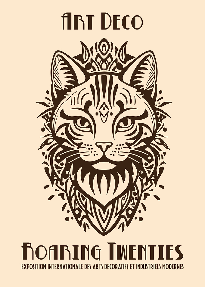 Art Deco Cat Roaring Twenties Poster
