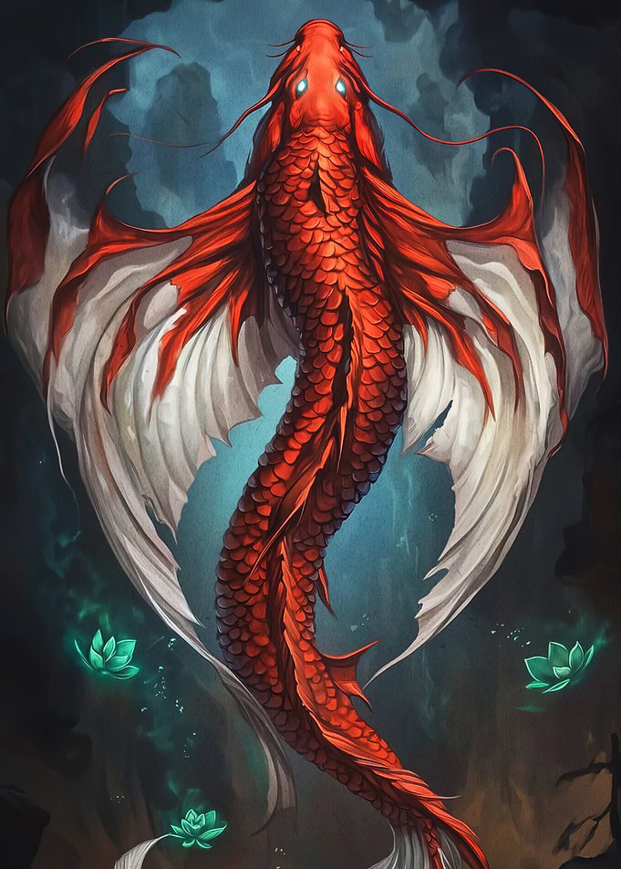 Elegant Red Koi Fish Illustration