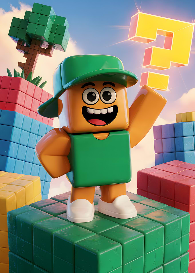 Blocky Character with Question Mark