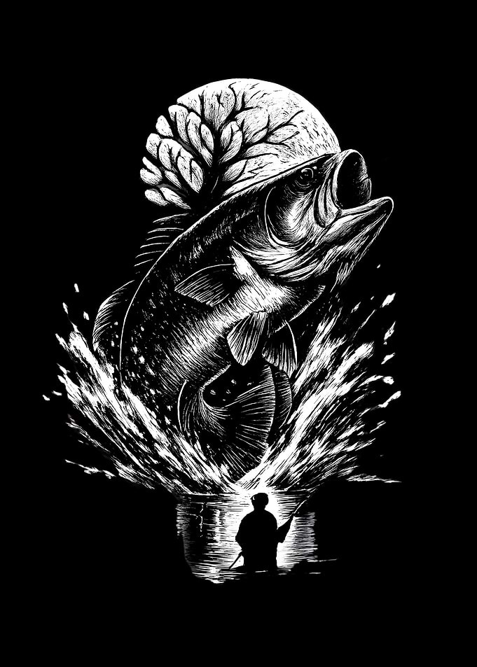 Bass Fishing Illustration
