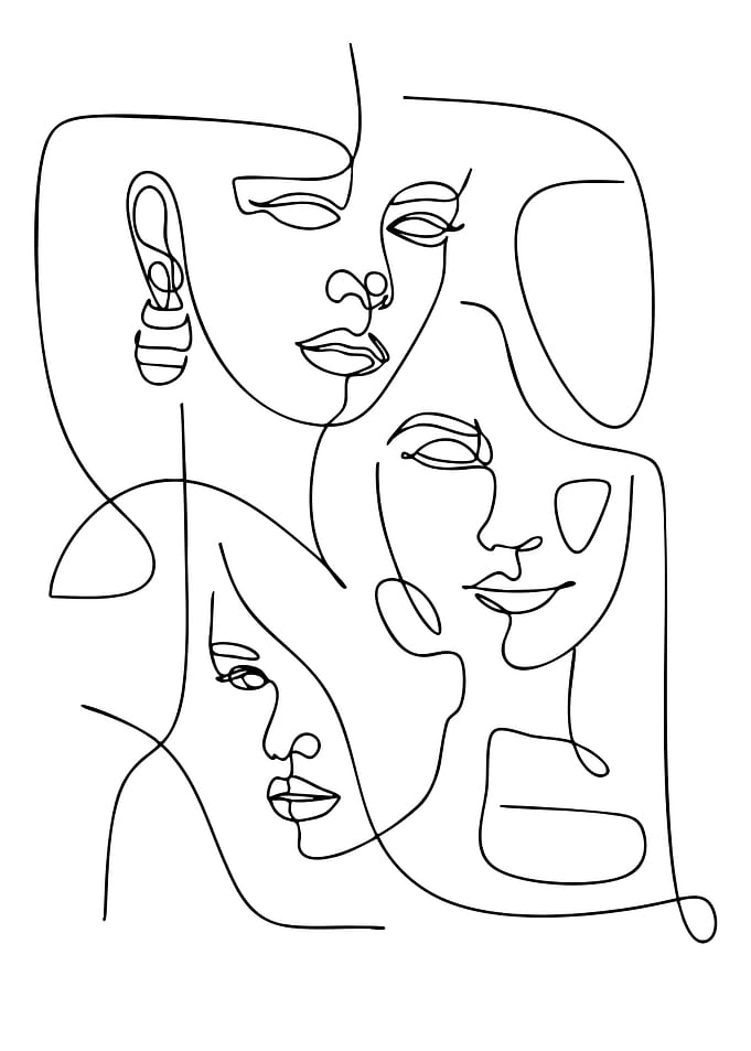 Minimalist Line Art: Women's Faces