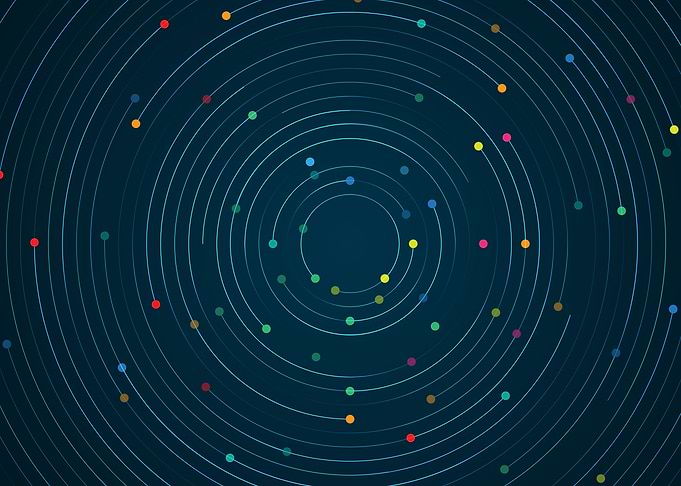 Abstract Concentric Circles with Colorful Dots