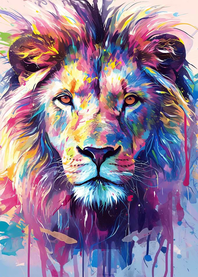 Colorful Lion Portrait