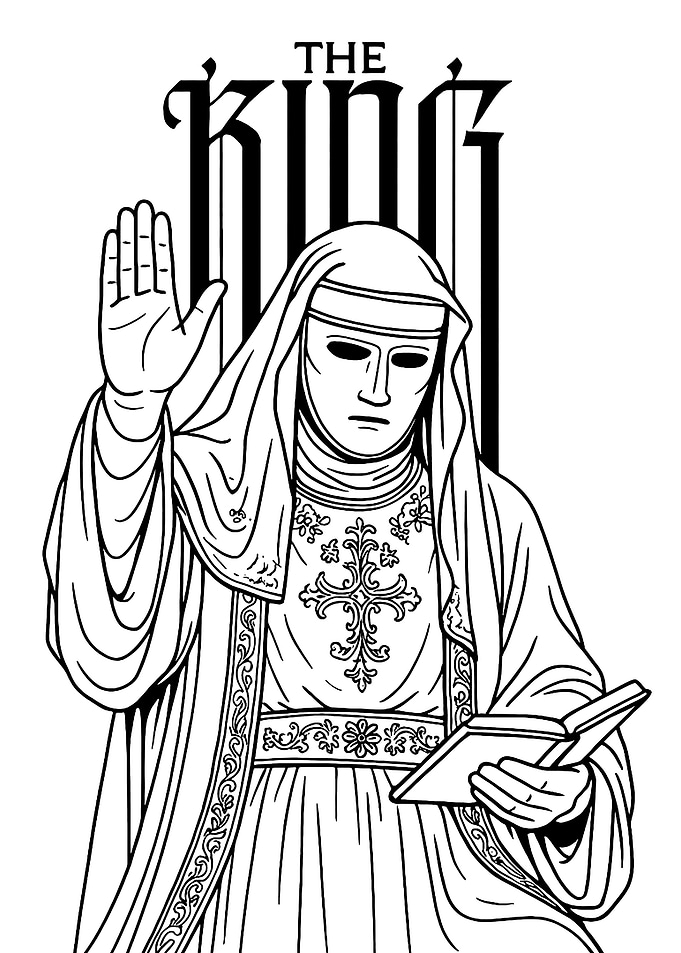 The King - Black and White Illustration