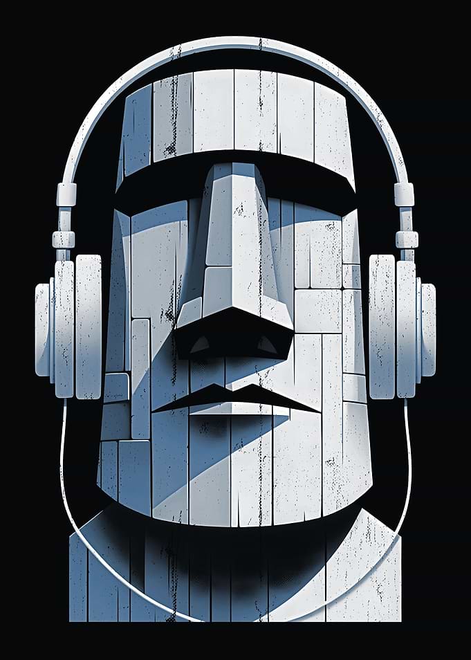 Moai DJ with Headphones