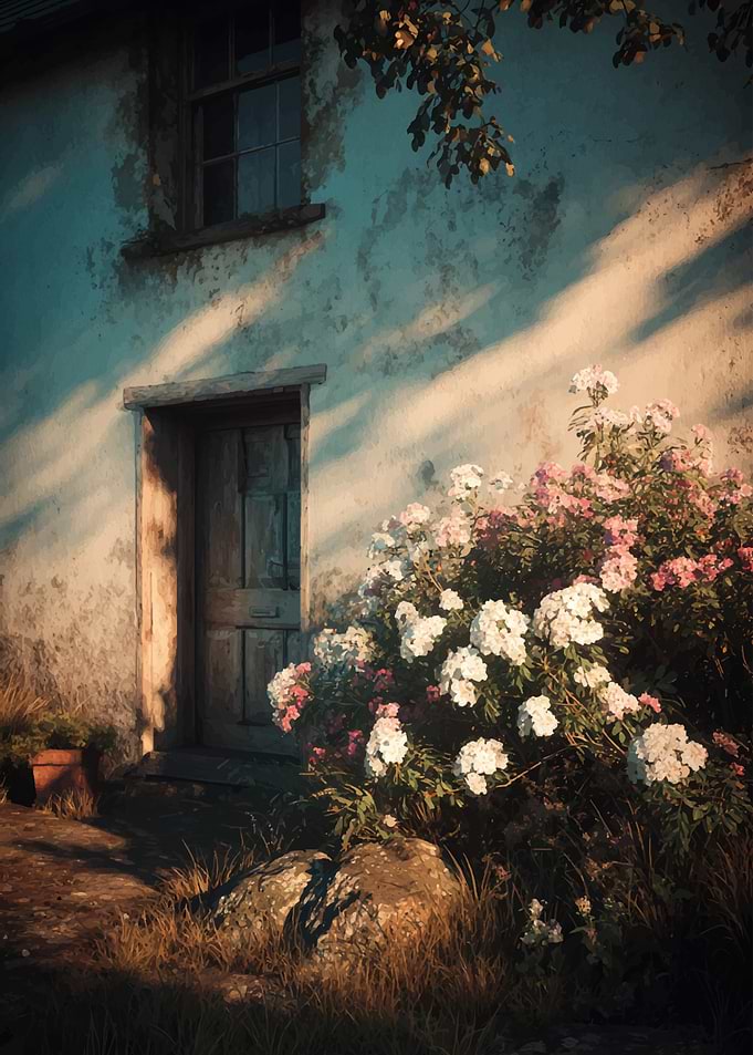 Rustic Cottage with Flowers