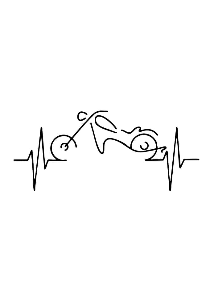 Motorcycle Heartbeat Line Art