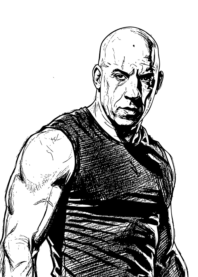Vin Diesel Black and White Portrait