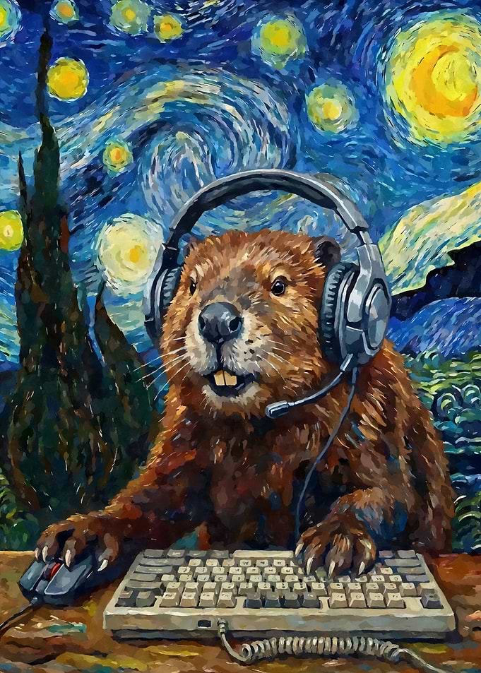 Gamer Beaver Starry Night