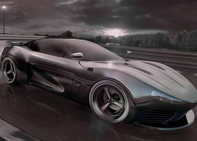 Sleek Black Sports Car on Road