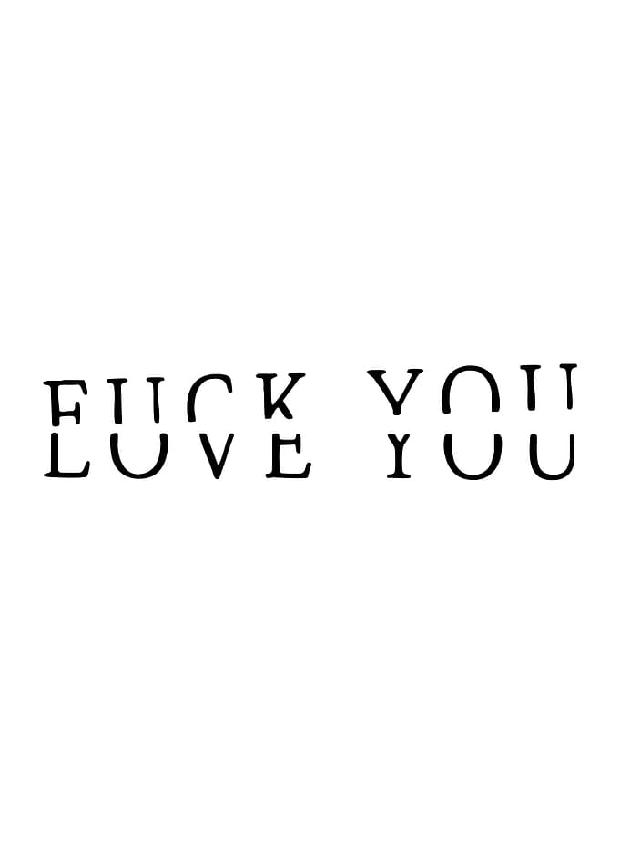 Fuck You Love You Text Art