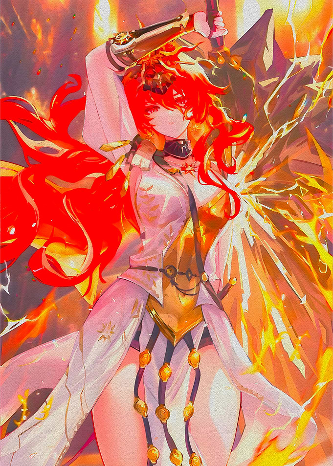 Fiery Anime Warrior with Sword