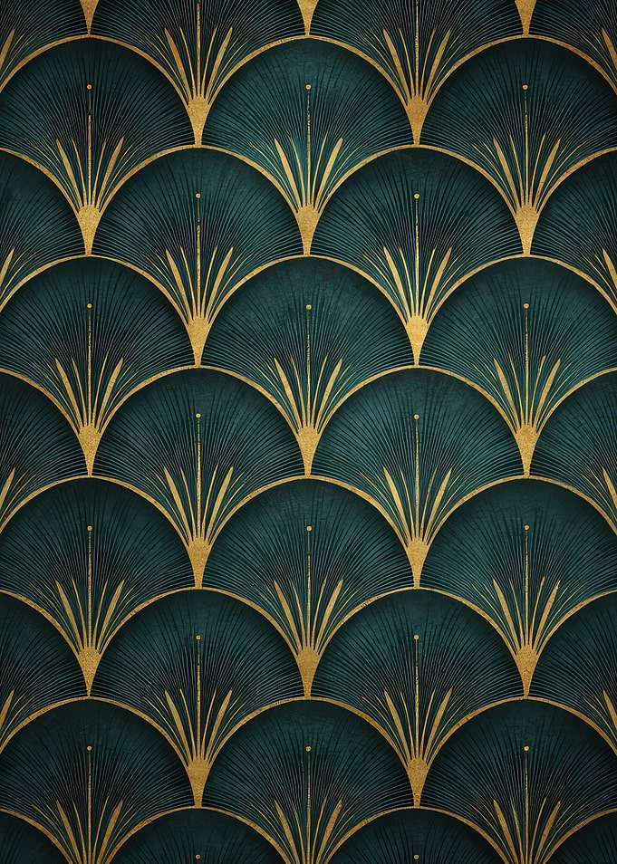 Art Deco Teal and Gold Pattern