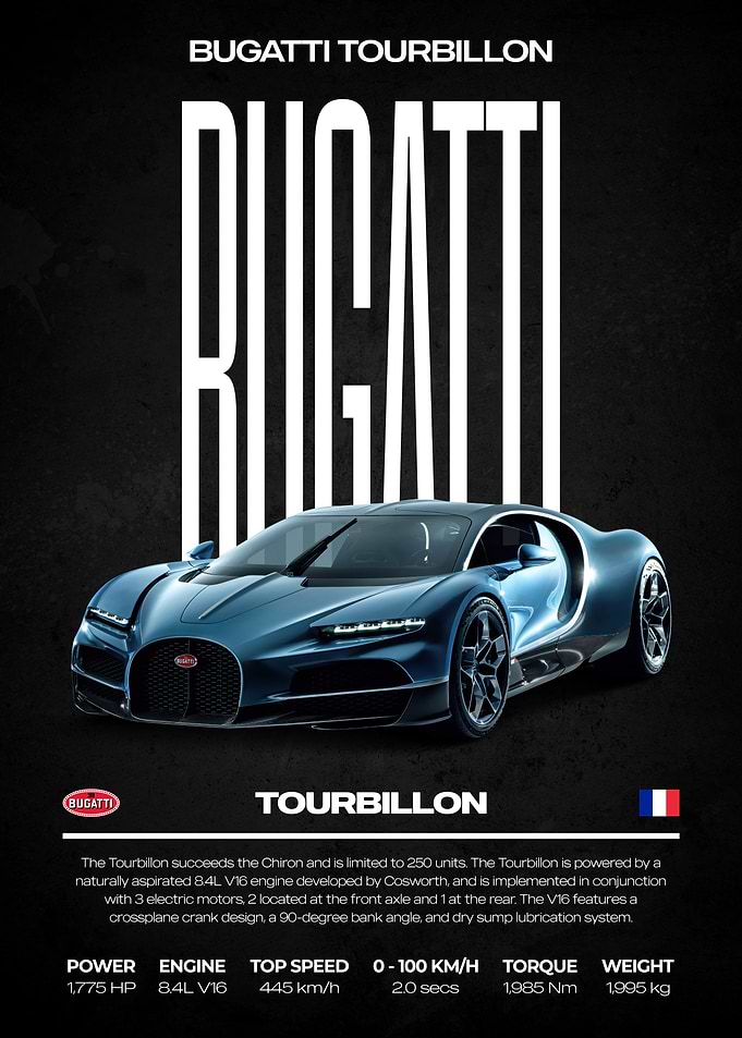 Bugatti Tourbillon Car Poster
