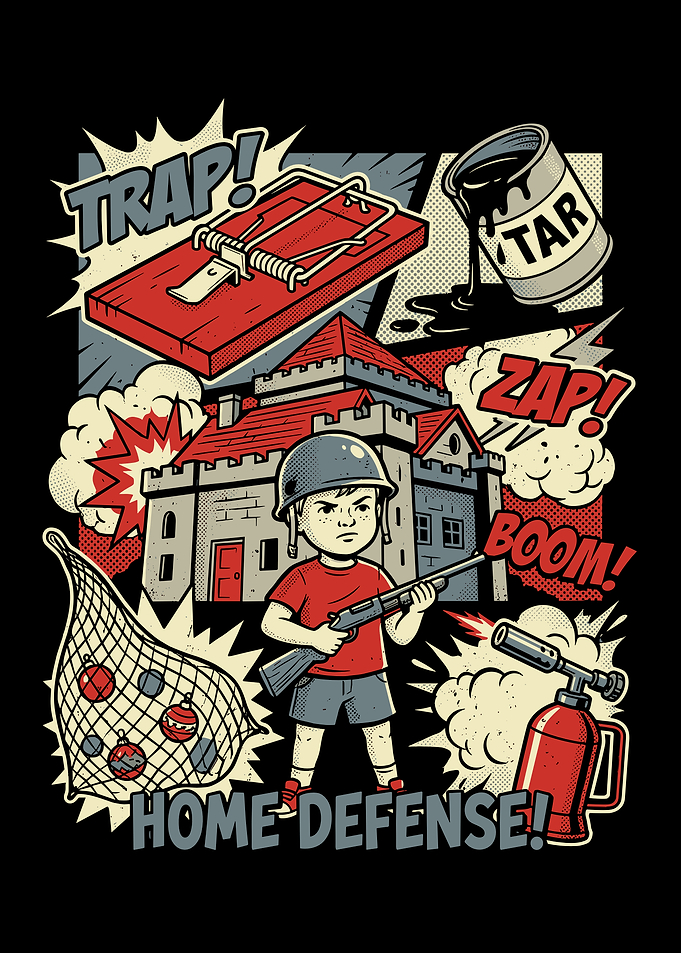 Home Defense Comic Style Illustration