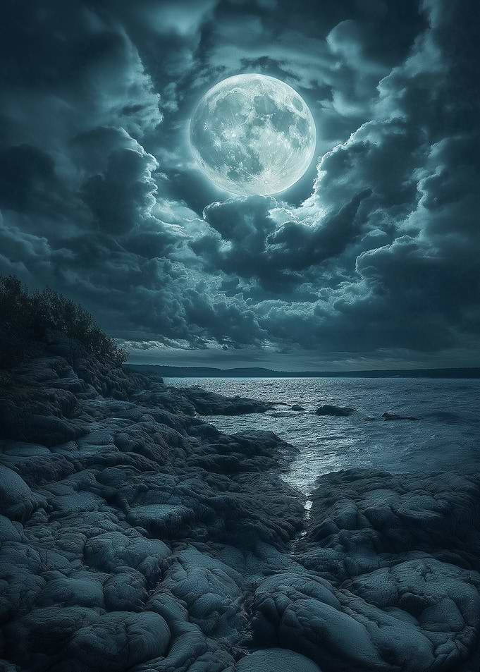 Moonlit Rocky Coast