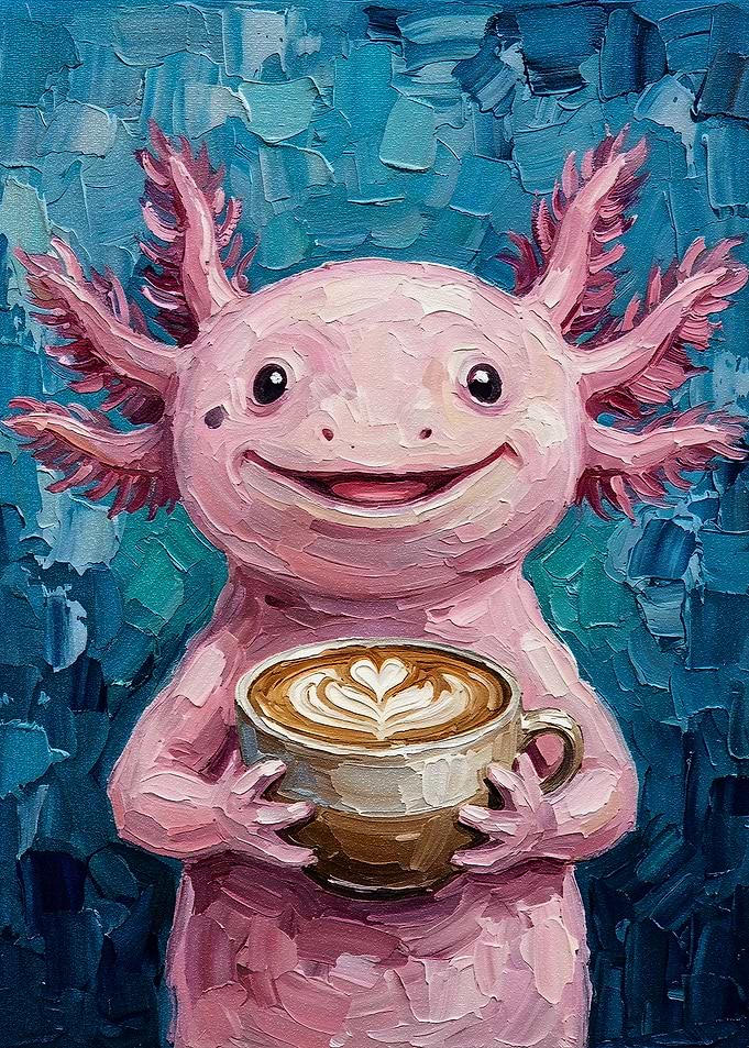 Axolotl with Coffee Painting