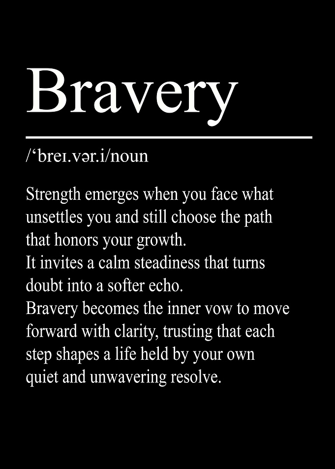 Bravery Definition – Black | Minimalist Typography Poster
