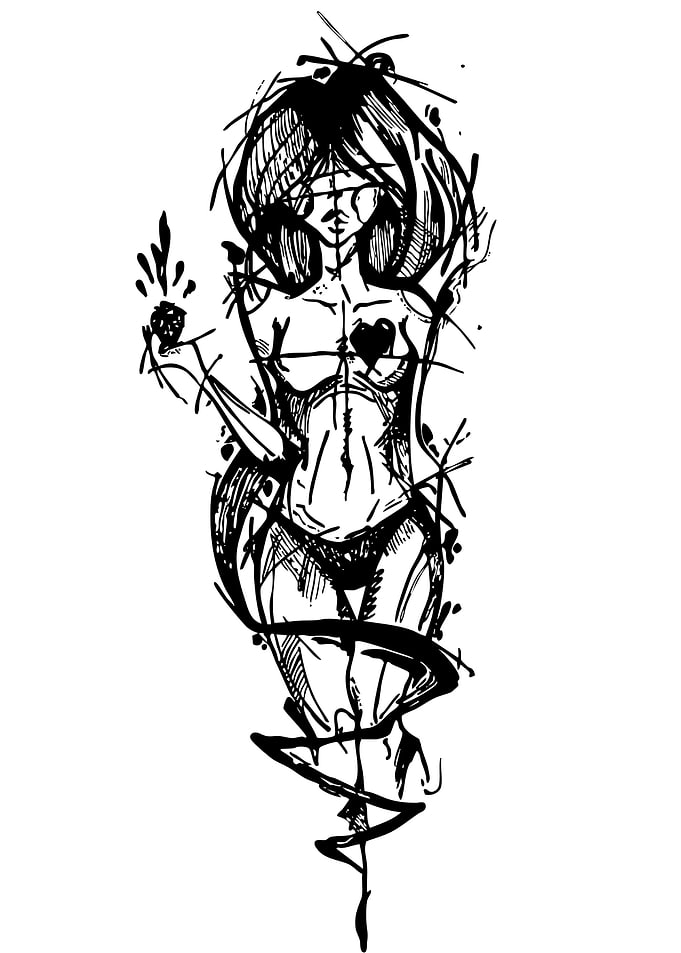 Abstract Woman Figure Black and White