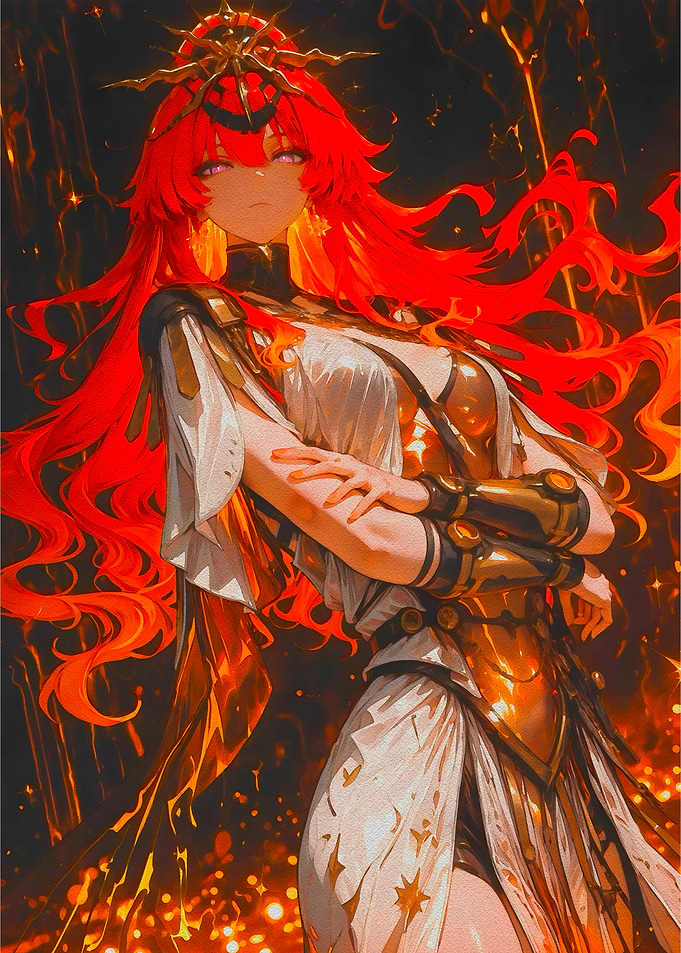 Anime Girl with Fiery Red Hair