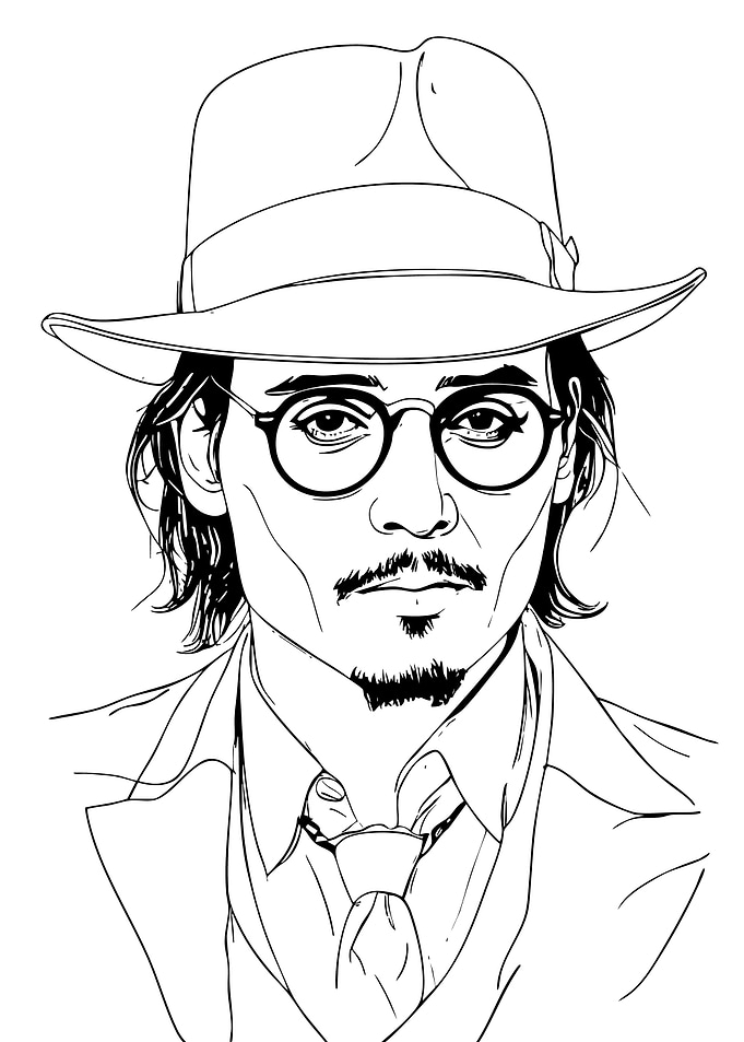 Johnny Depp Line Art Portrait