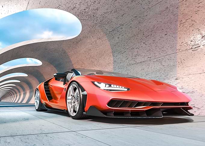 Red Sports Car in Tunnel