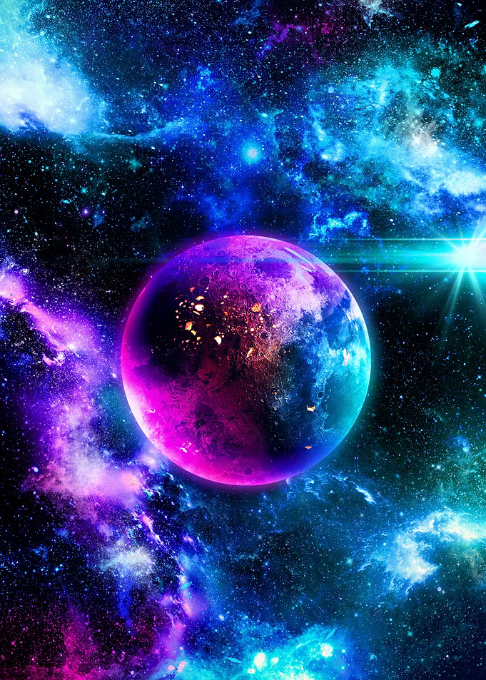 Colorful Planet in Nebula