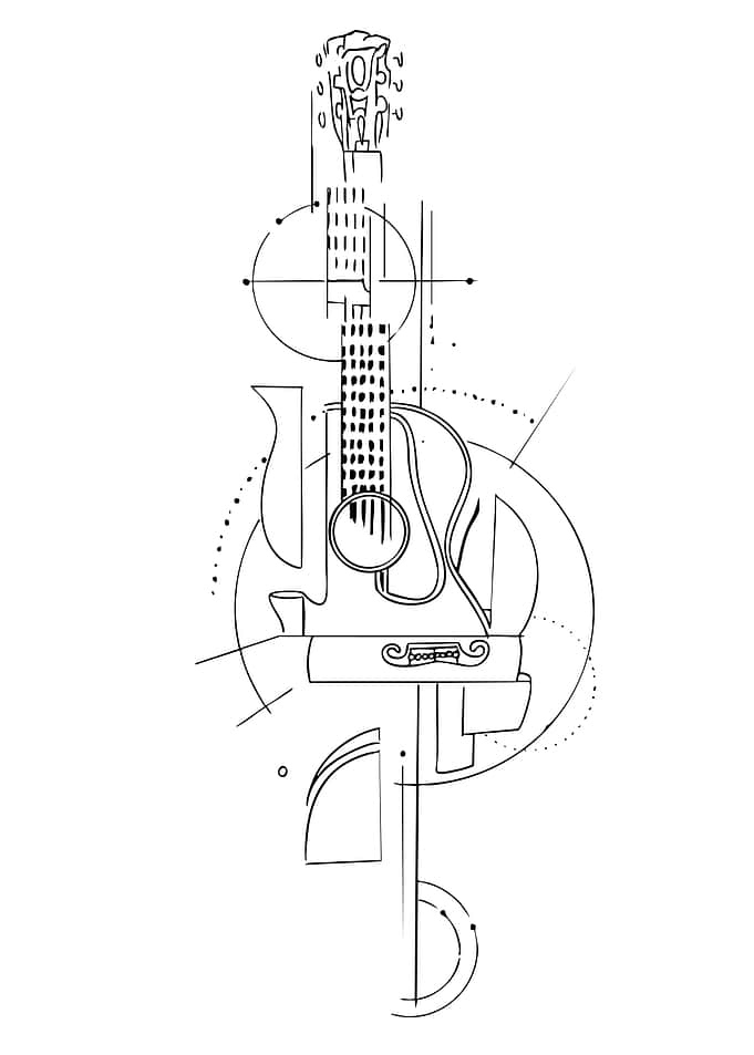 Abstract Guitar Line Art