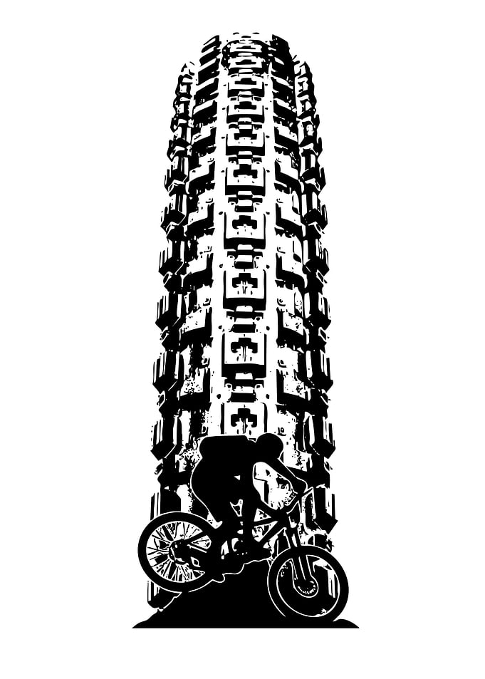 Mountain Bike Tire Track Silhouette