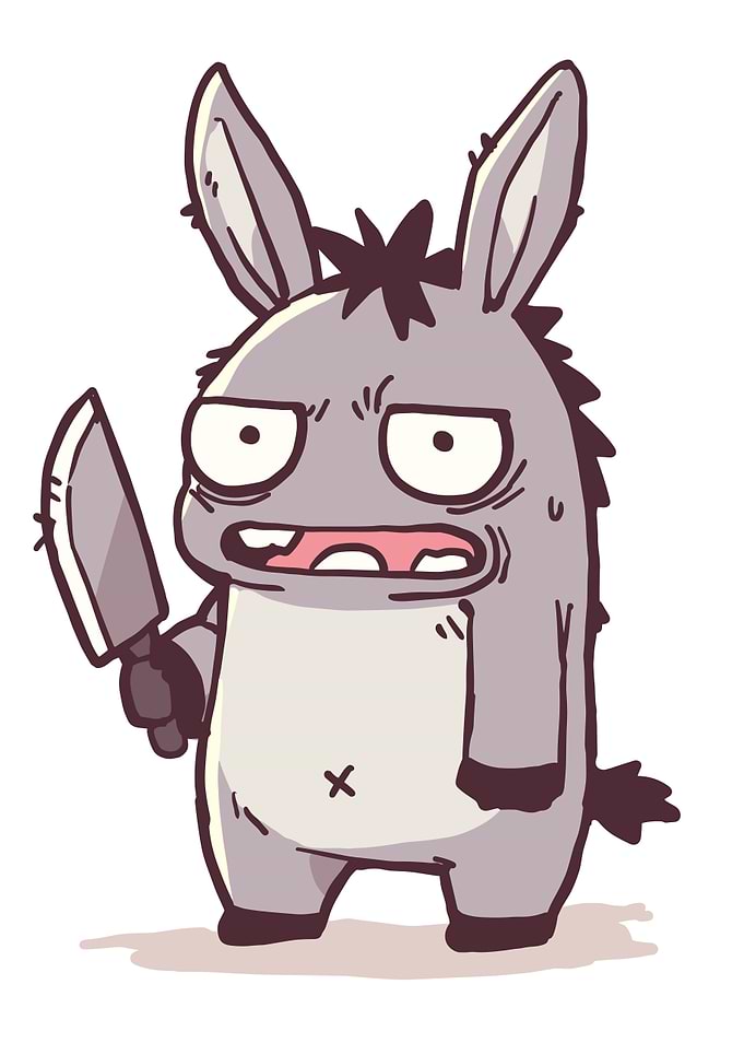 Cartoon Donkey with Knife
