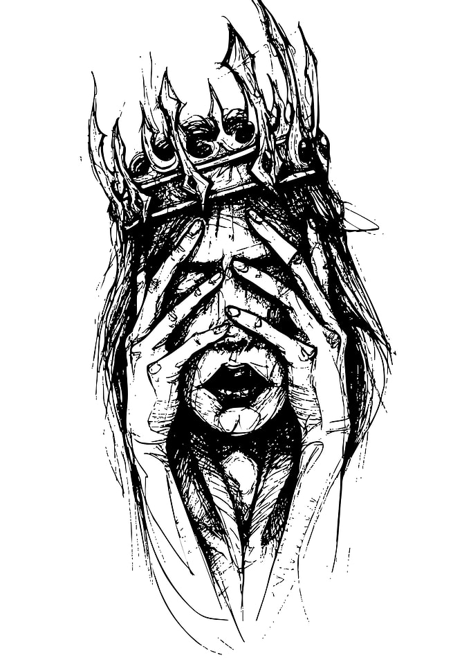 Crowned Figure in Distress