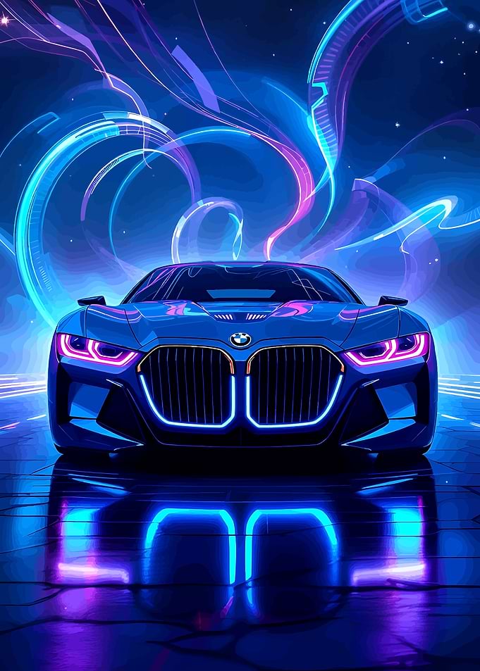 Futuristic BMW i8 with Neon Lights
