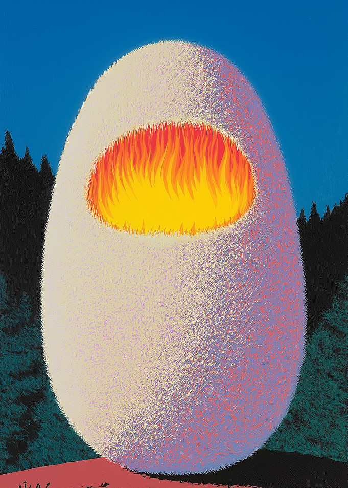 Egg with Fire in Forest