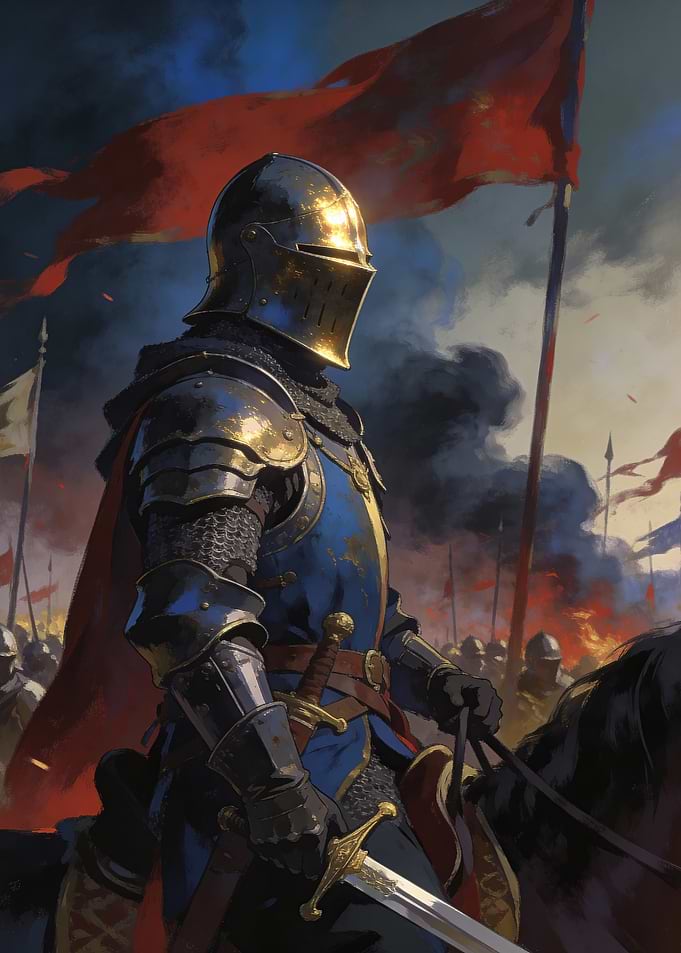Knight on Horseback in Battle Scene