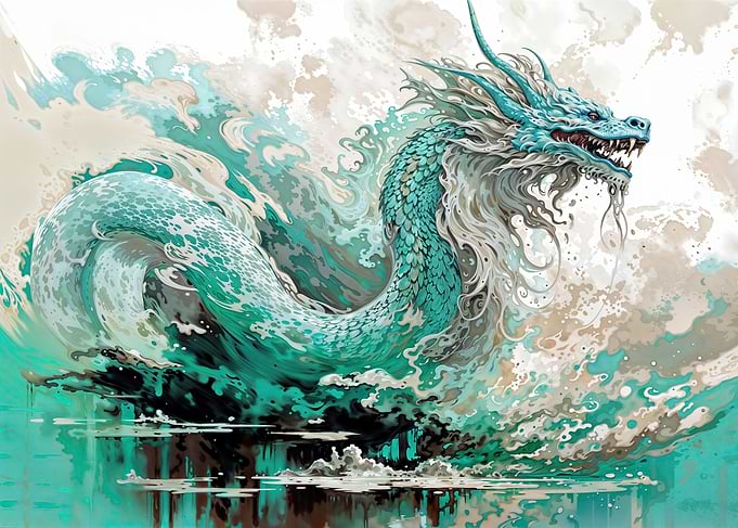 Turquoise Abstract Dragon