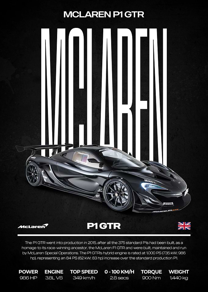McLaren P1 GTR Car Poster