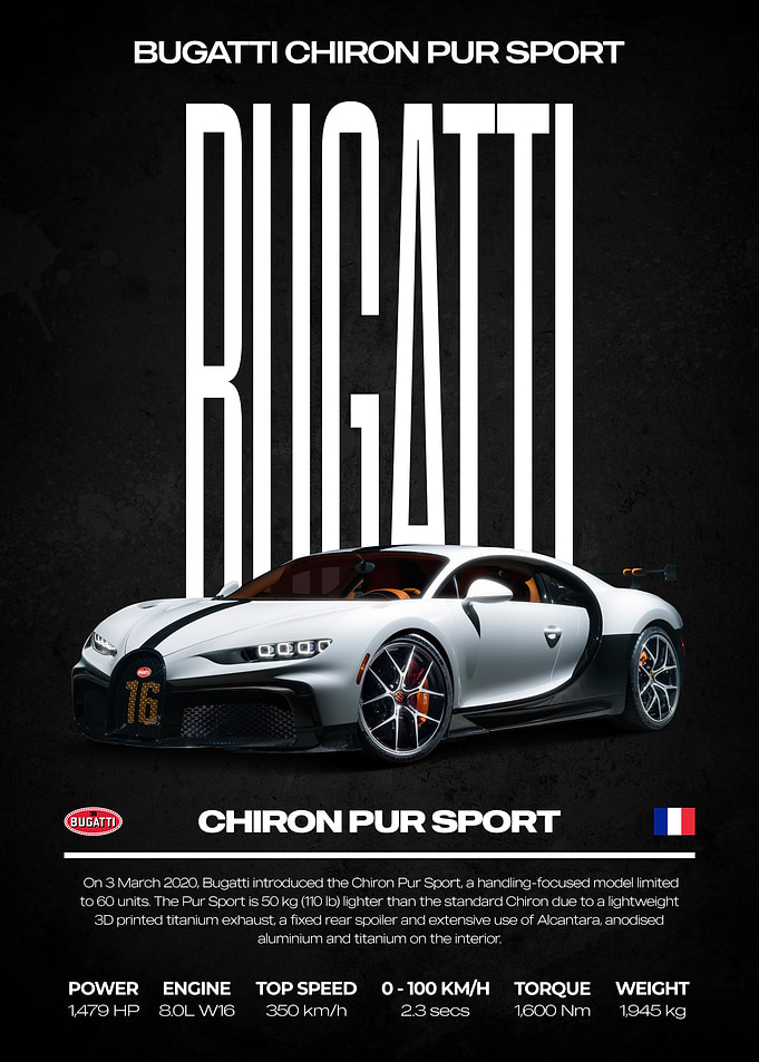 Bugatti Chiron Pur Sport Poster