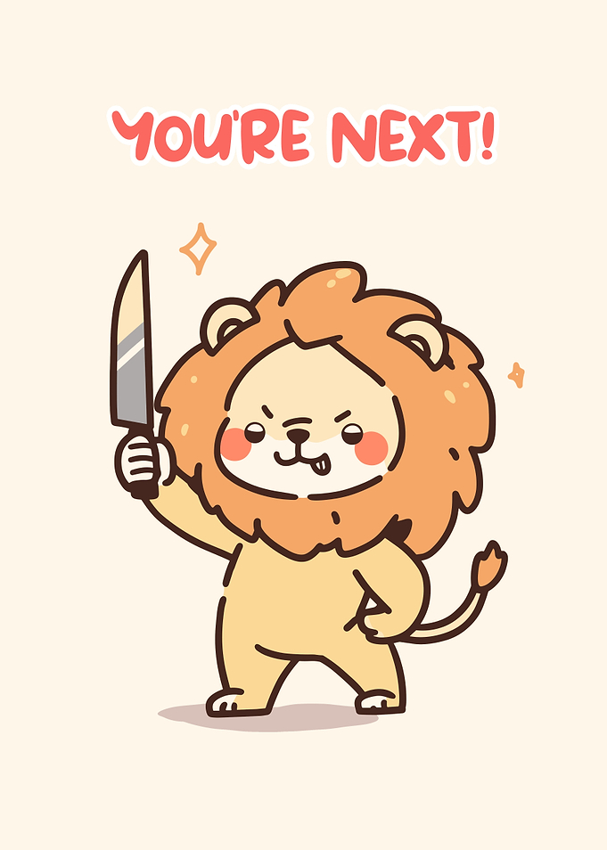 Cartoon Lion with Knife
