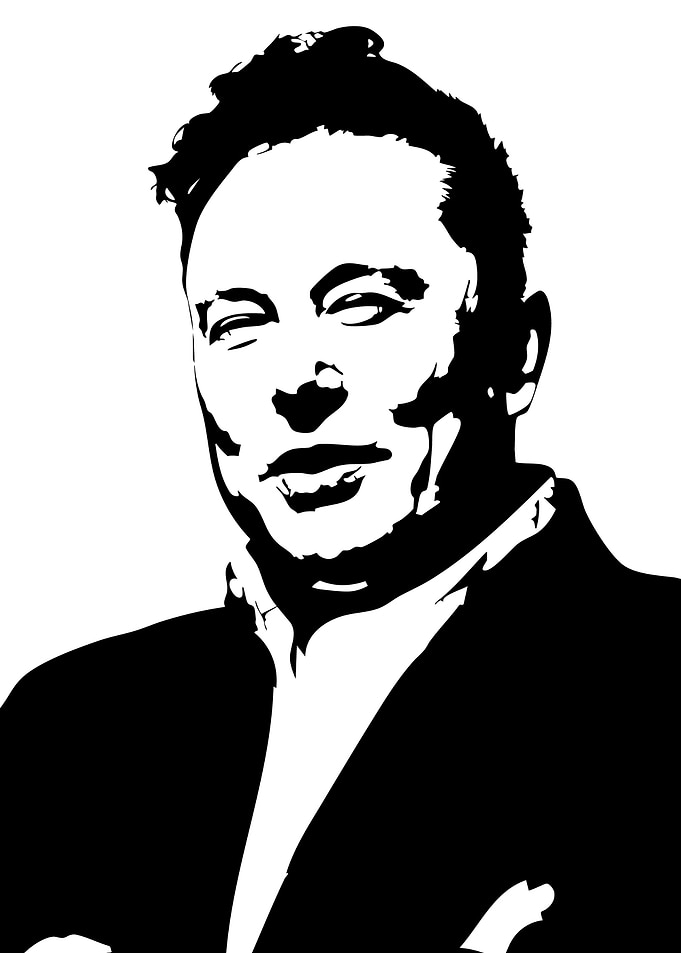 Elon Musk Black and White Portrait