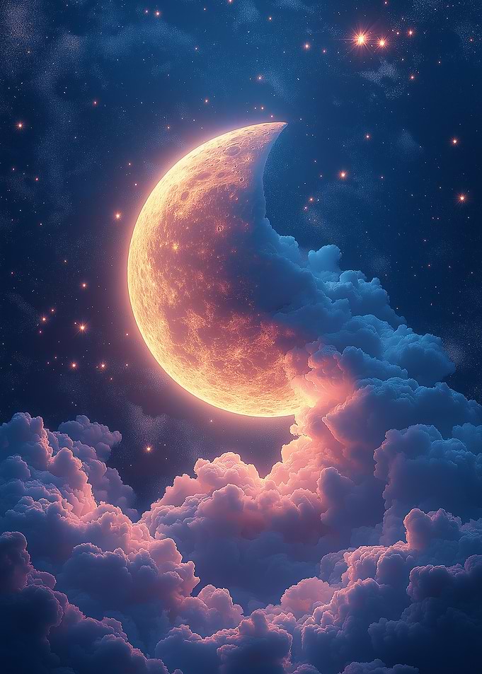 Crescent Moon and Clouds
